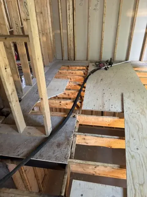 Structural framing prepped during a commercial reno