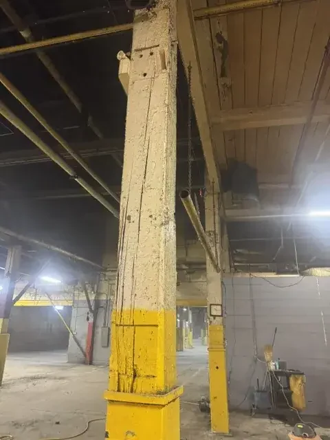 Overhead crane beam stripped for recoating