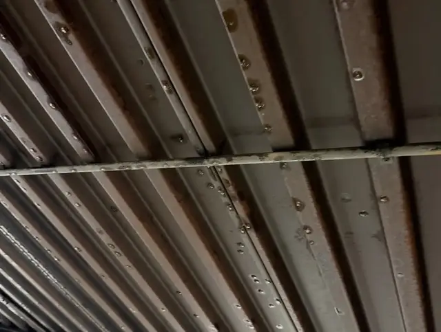 Steel roof decking during a deep clean