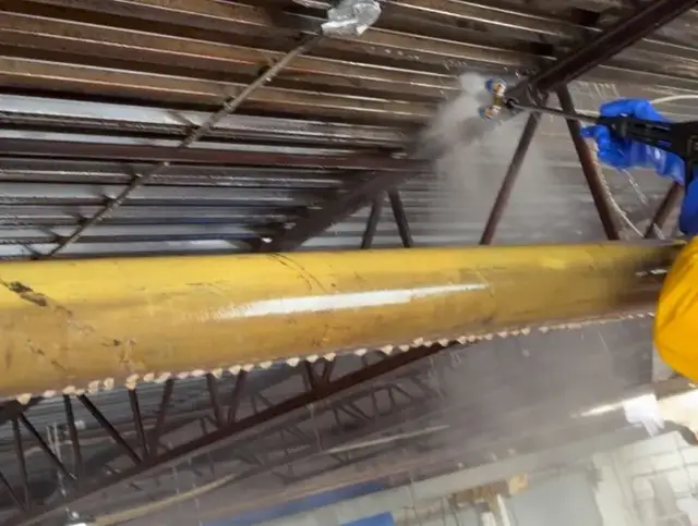 Mezzanine and walls degreased