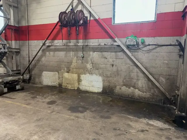 Block walls washed clean of years of grime